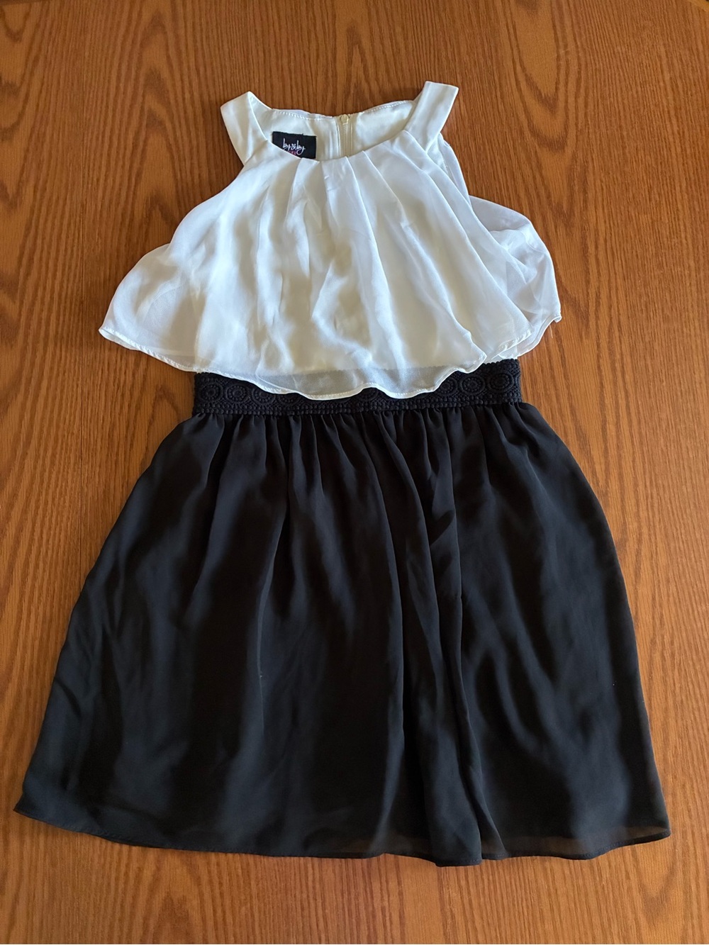 bebe Black and White Chiffon Dress